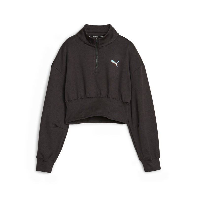 PUMA Cloudspun Fashion Womens Black Half-Zip Training Sweatshirt - Image 1